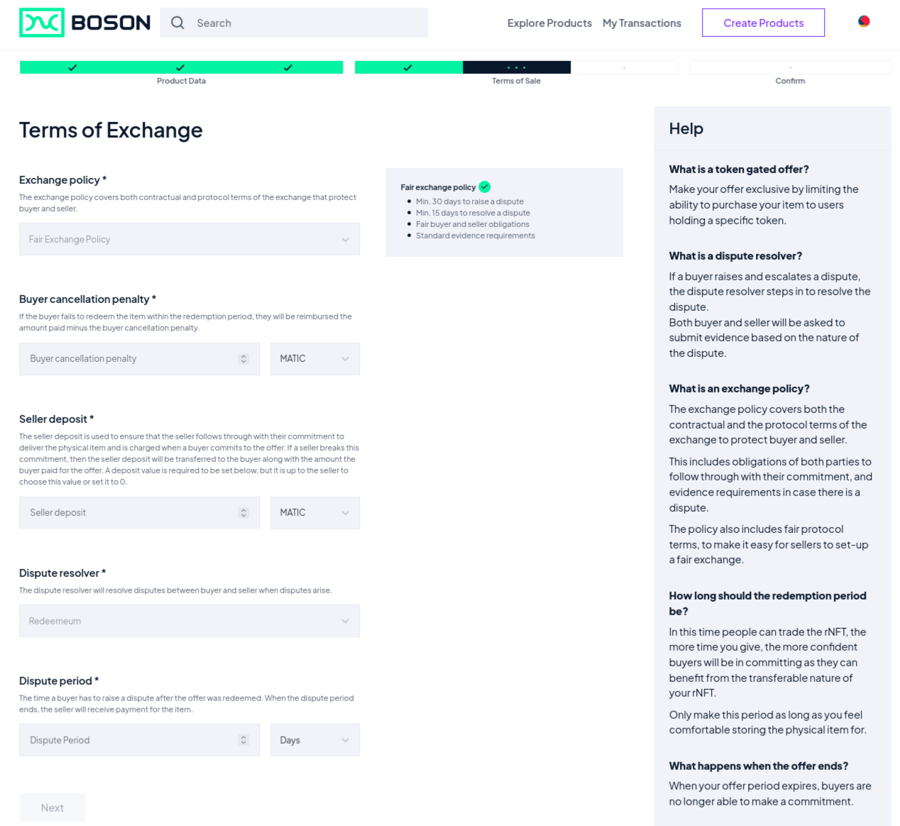 Terms of Exchange
