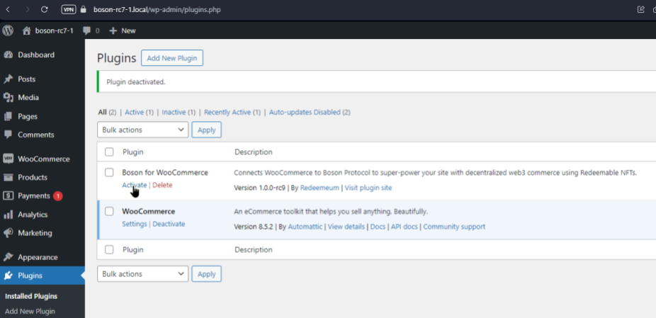 Activate the plugin